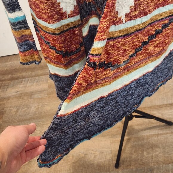 Mudd Southwestern Vibes Hooded Knit Cardigan Open Front Boho Cozy Fall Layers - Picture 6 of 14